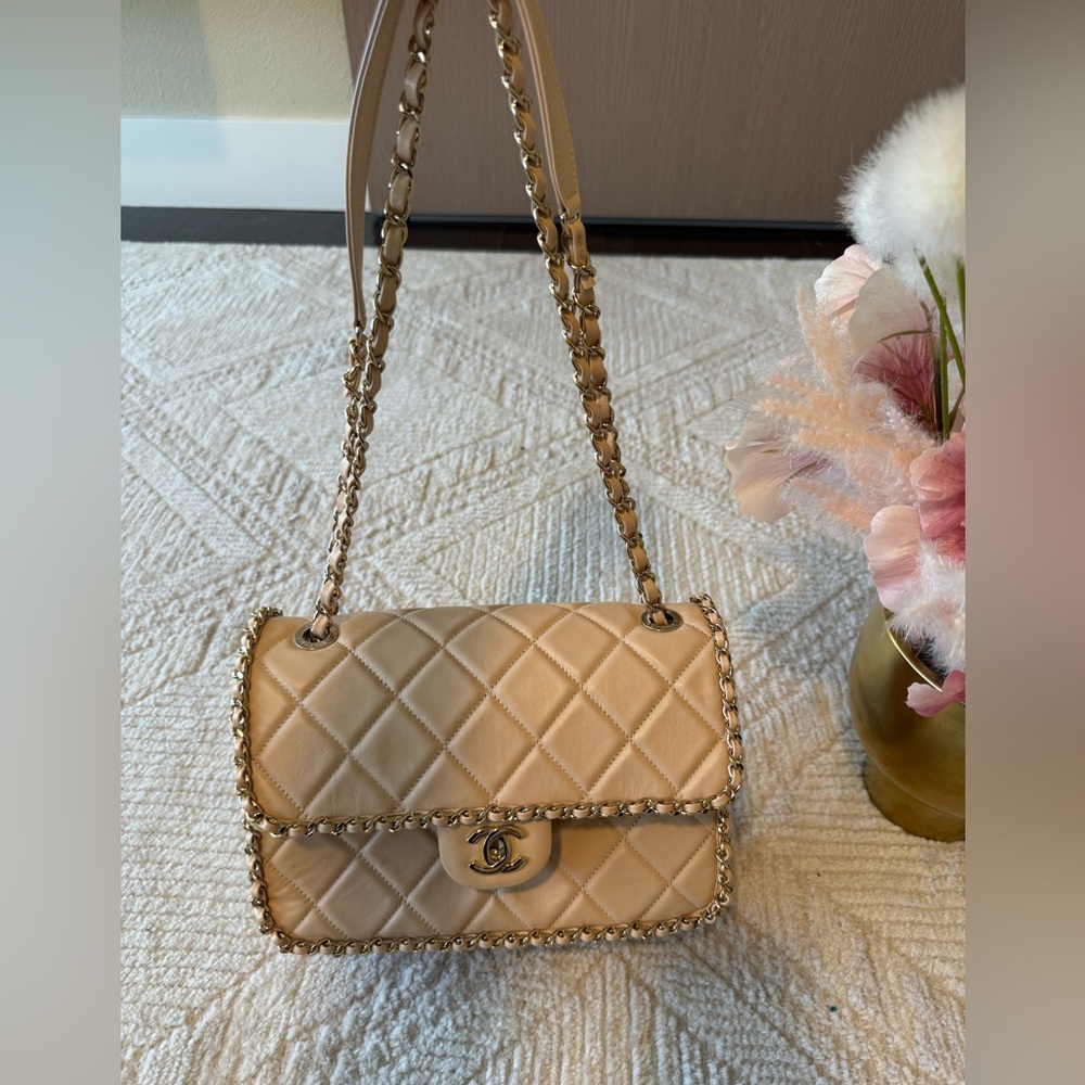 CHANEL Beige Quilted Flap Bag